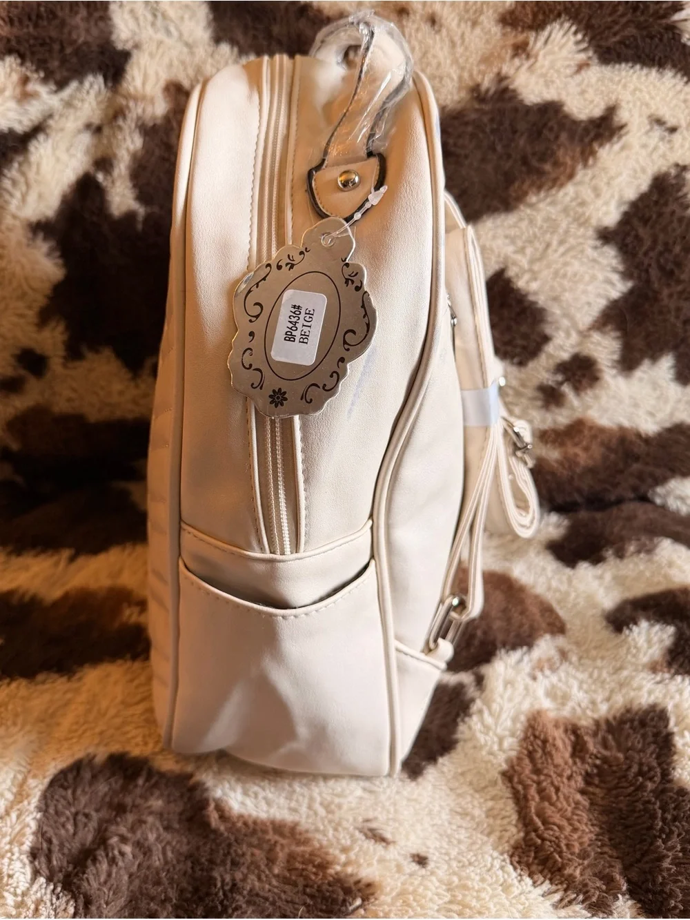 Quilted Chevron Mini Backpack - Cream